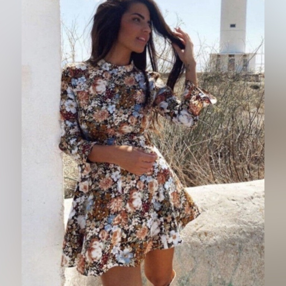 Zara multi-colored printed mini dress